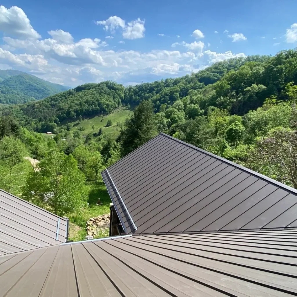 Metal roofing on a house that overlooks the valley.
