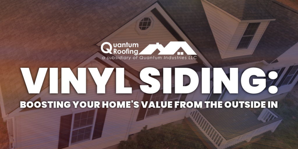 cover image with a faint house in the background and blog title: Vinyl Siding: Boosting Your Home's Value from the Outside In
