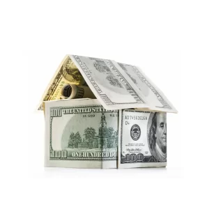 house made out of $100 bills to represent roof replacement financing